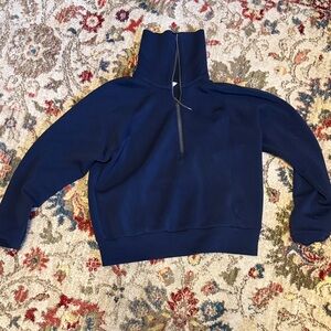 SPANX air essentials half zip navy XS